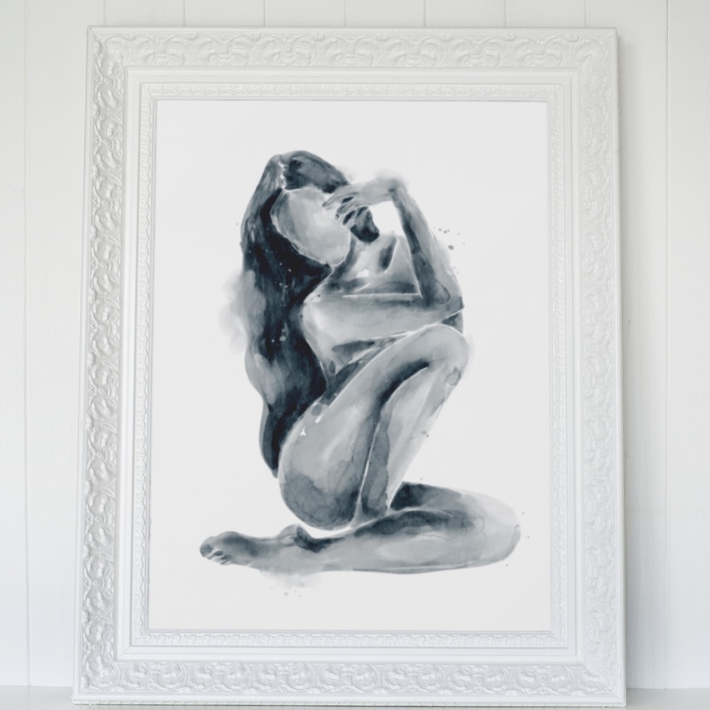 Watercolor Abstract Nude Woman Portrait Print Poster Unframed - Picture 7 of 17